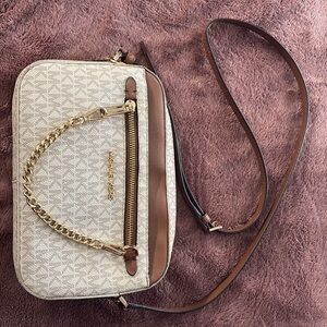 Michael Kors Beige and Brown Crossbody Bag